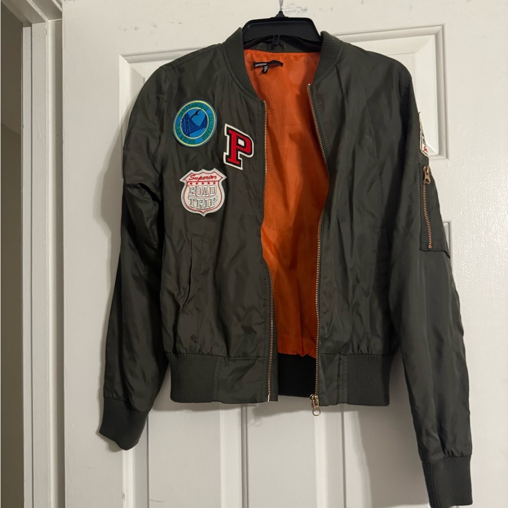 Love Culture Olive Varsity Jacket with Patches